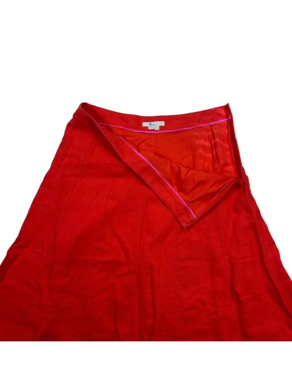 Boden 10 Women Linen A-Line Skirt Orange Midi Preppy Coastal Lined